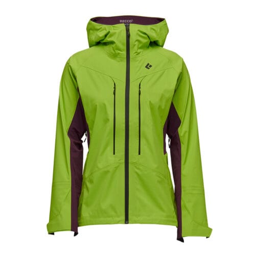 Dam jacka i färgerna Aloe/Blackberry från Black Diamond Dawn Patrol Hybrid Shell.