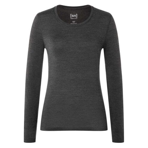 Grå underställströja i marinoull från super.natural base crew neck 230.