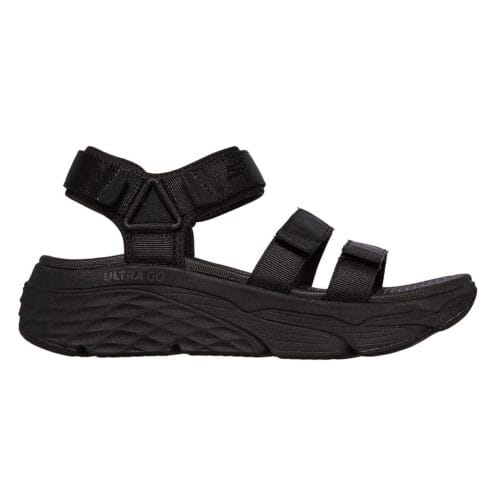 Skechers Women's Max Cushioning Sandal i svart.