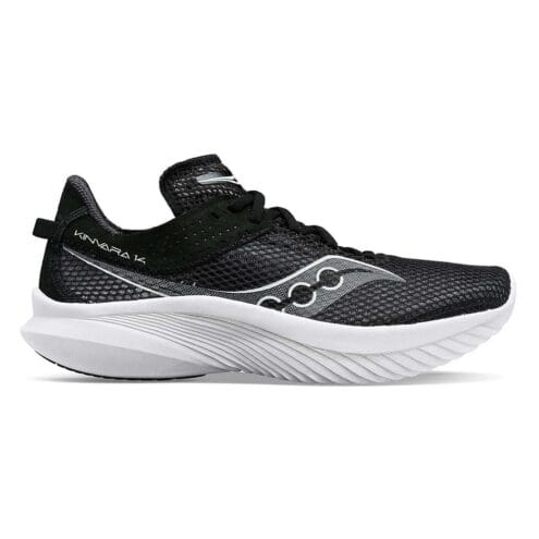 Utsida profil av lågviktiga och smidiga Saucony Kinvara 14 löparskor (dam)