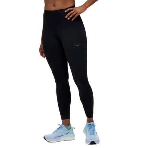 framsida av svarta Hoka Novafly Run Tight 25 träningstights (dam)