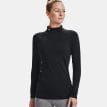framsida av Under Armour UA Coldgear Authentics Mockneck träningströja (dam) på en modell